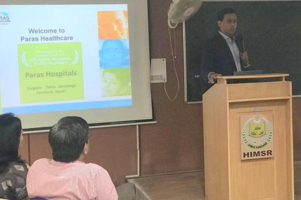 Dr. Dharminder Nagar, MD- Paras Health addressed faculty and students of HIMSR- Delhi